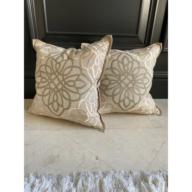 Embroidered Linen Pillows - a Pair For Sale - Image 12 of 12