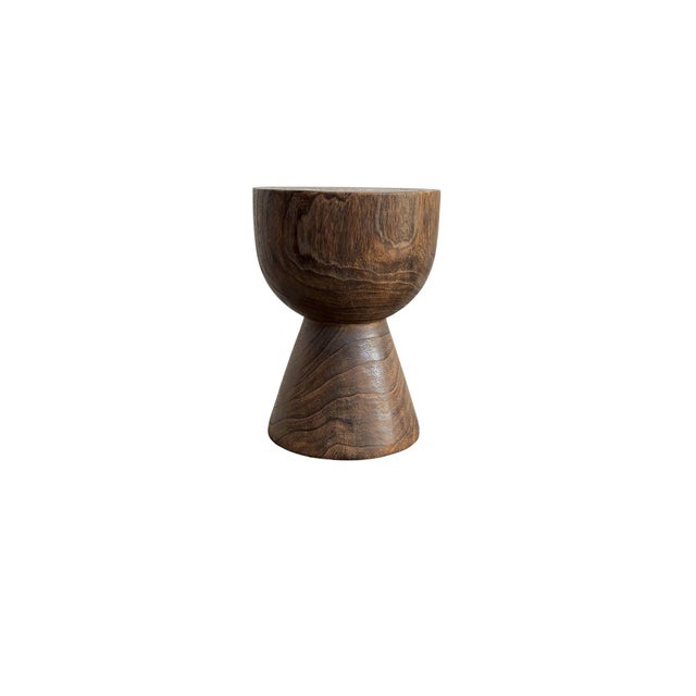 Contemporary Sculptural Teak Wood Side Table, With Stunning Wood Textures, Modern Organic For Sale - Image 3 of 5