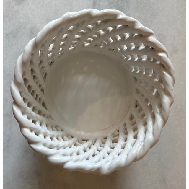 Ceramic Mid Century Berardos Pottery Ceramic Woven Basket or Lattice Bowl For Sale - Image 7 of 9