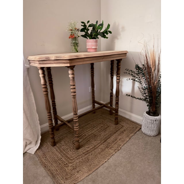 1900 - 1909 1901 Antique Walnut Edwardian Side Table Solid Wood/Handmade Farmhouse Style For Sale - Image 5 of 6