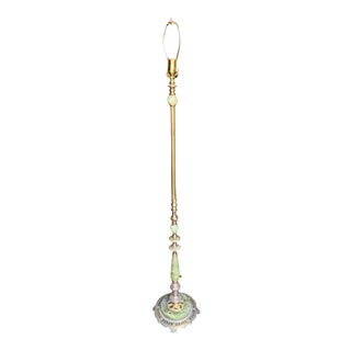 1940s Brass and Green Onyx Floor Lamp For Sale
