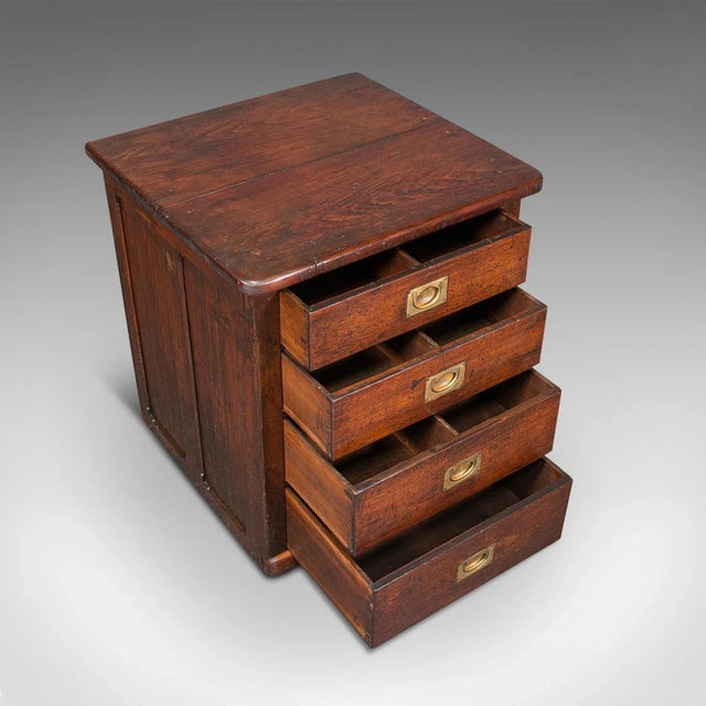 Wood 1870s Antique Victorian English Pitch PineCampaign Chest of Drawers For Sale - Image 7 of 12