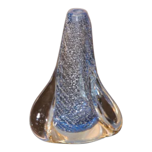 Vintage Murano Twisted Spiral Sky Blue and Clear Art Glass With Silver Murine 1960's