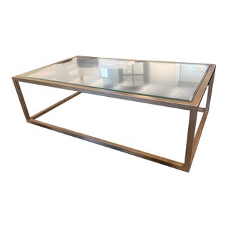 Attributed Arhaus Bronze-Finished Metal and Glass Rectangular Coffee Table For Sale