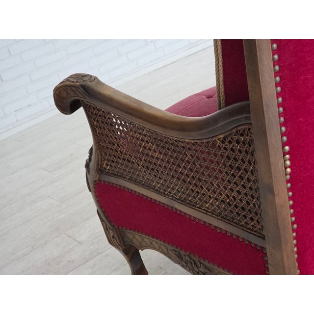 Danish Armchair in Velour and Ash, 1930s For Sale - Image 13 of 18