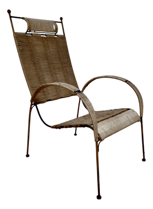French Wrought Iron and Rope Armchair in the style of Frédéric Winberg, 1960s