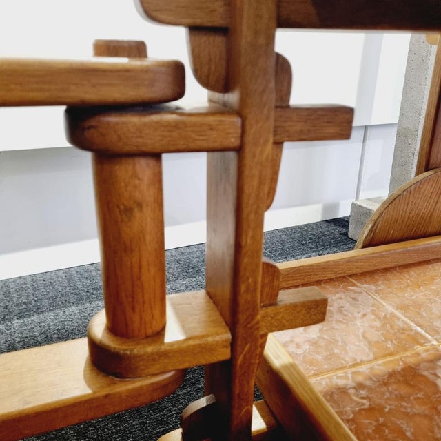 Wood Mid-Century Brutalist Rustic Oak Serving Trolley, 1950s For Sale - Image 7 of 13