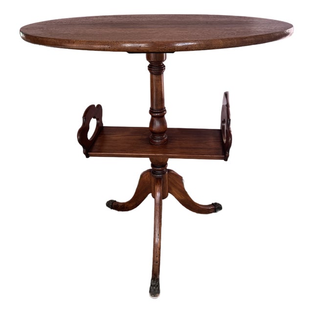 Mid 20th Century Brandt Mahogany Oval Side Table With Shelf For Sale