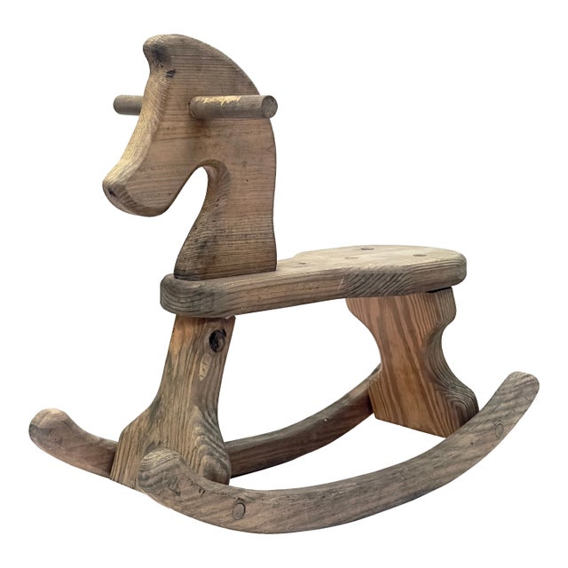 Relocation Super Sale! Vintage Folk Art Style Wooden Rocking Horse For Sale
