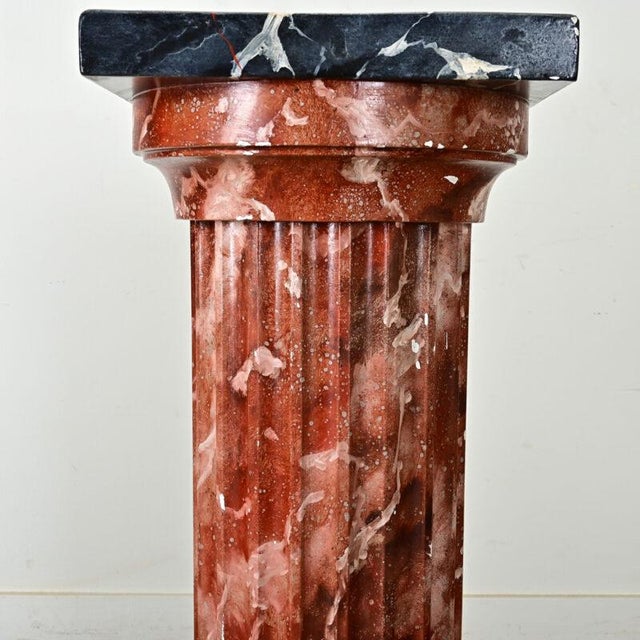French Vintage Hand-Painted Faux Marble Column For Sale - Image 11 of 12