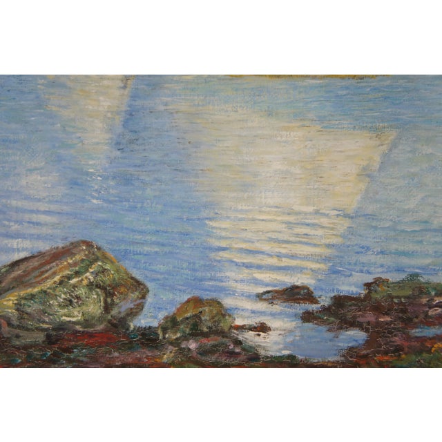 Late 20th Century White Sails American Impressionist Oil Painting After Edward Henry Potthast 28" For Sale - Image 5 of 11
