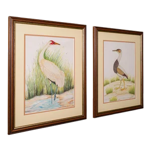 1900's Pair of Antique Bird Paintings