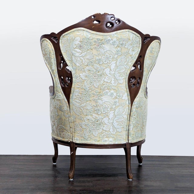 1980s Hausske-Harlen 1981 Rococo Revival Carved Wood & Gilt High-Back Wing Chair For Sale - Image 5 of 8
