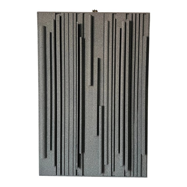 2002 Hank Hecht “Lines of Stone Grey” Mixed Media Geometric Abstract Wall Sculpture/ Sold For Sale