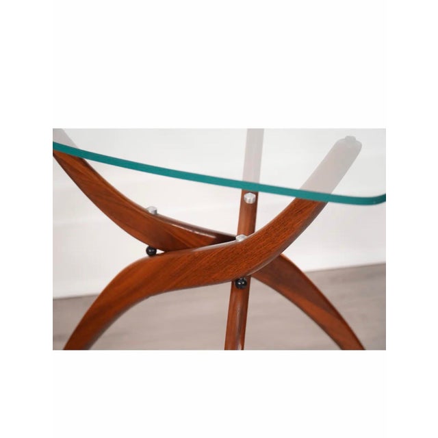 Forest Wilson Forest Wilson Mid-Century Modern Side Table Features a Sculpted Walnut Base and a Glass Top. 1960s For Sale - Image 4 of 8