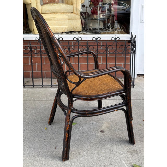 1920s Antique Chinese Bamboo Wicker Armchairs - 1 of 2 For Sale - Image 5 of 6