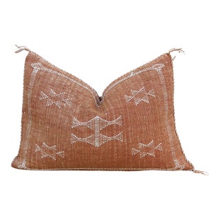 Terracotta Bow-Tie Lumbar Moroccan Silk Pillow For Sale