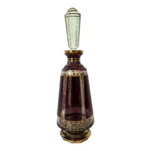 1920s Bohemian Moser Antique Amethyst and Gold Art Deco Crystal Decanter