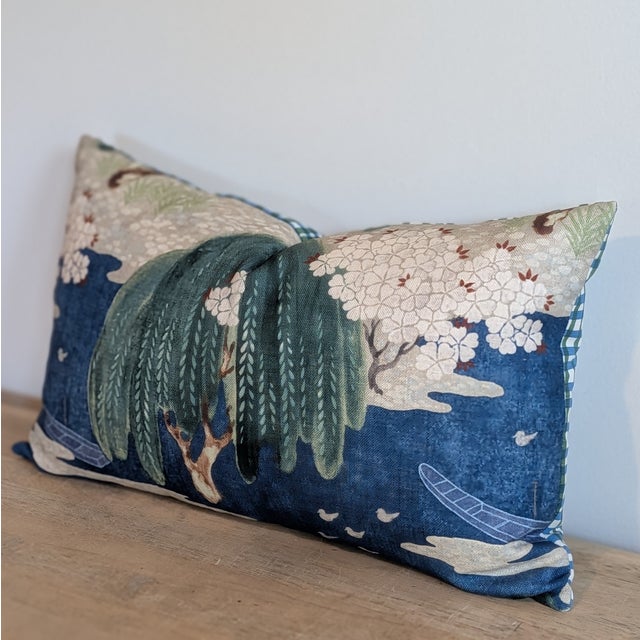 Thibaut Thibaut Anna French Willow Tree 16" x 25" Lumbar with Alan Campbell Country Check Back - Single For Sale - Image 4 of 6