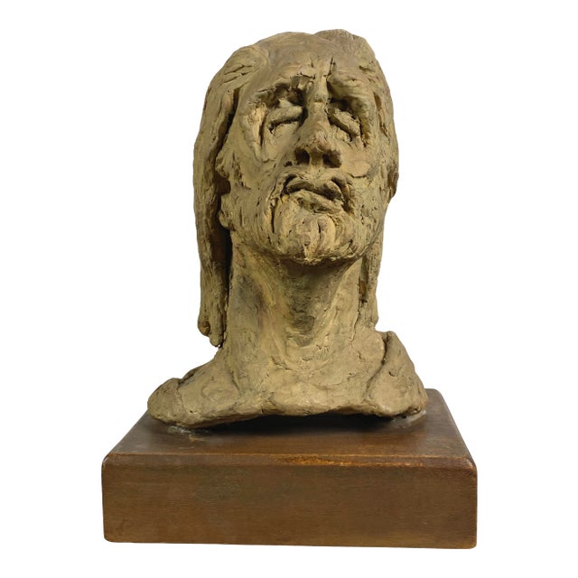 Late 20th Century Clay Bust Sculpture by Mary Hecht For Sale