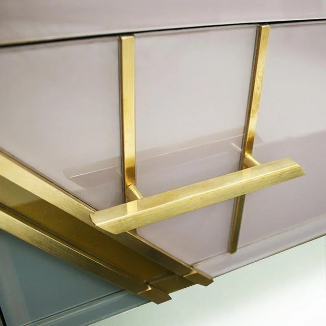 Mid-Century Murano Glass and Brass Italian Commode For Sale - Image 9 of 14