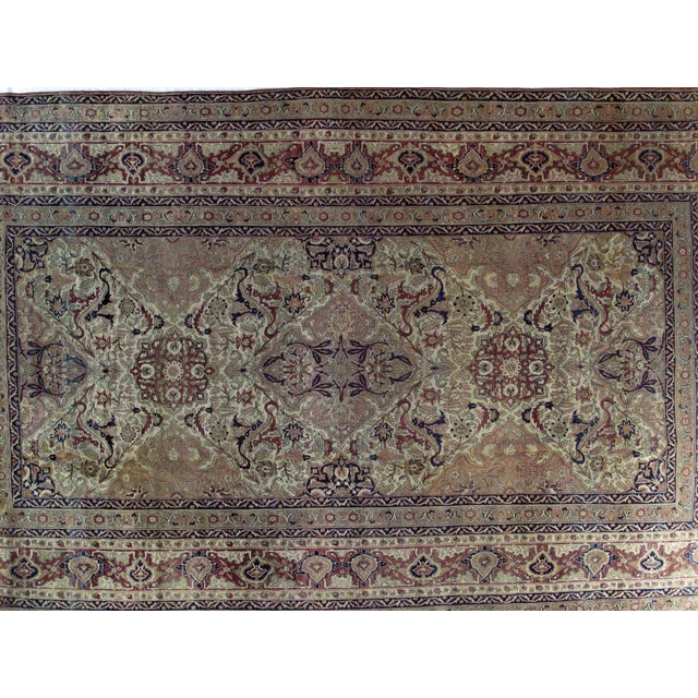 This Masterpiece is a wool pile genuine handmade exceptionally fine antique Persian Kermanshah Palace carpet- Thin pile.