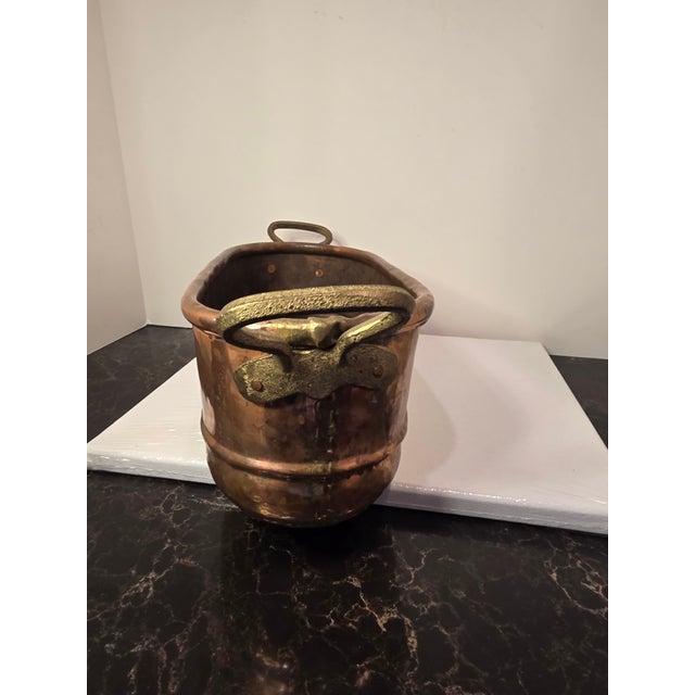 Metal Vintage Elongated Copper and Brass Cache Pot For Sale - Image 7 of 9