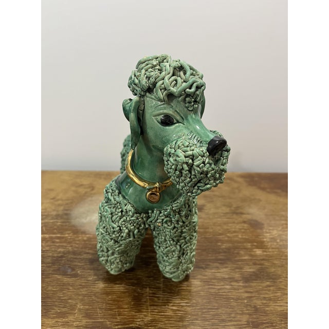 Gold Emerald Green Spaghetti Poodle attributed to Vallauris, France, 1950s For Sale - Image 8 of 11