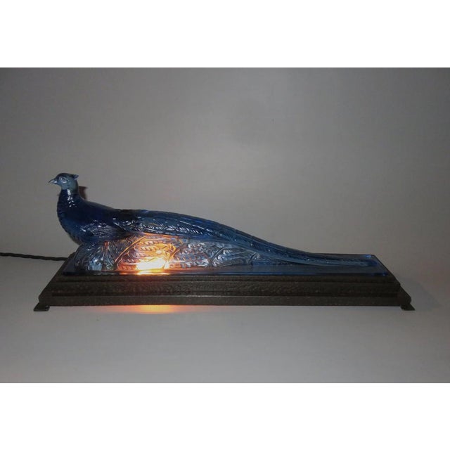 Art Deco Table Lamp in Blue Glass from Verlys France, 1920s For Sale - Image 4 of 18