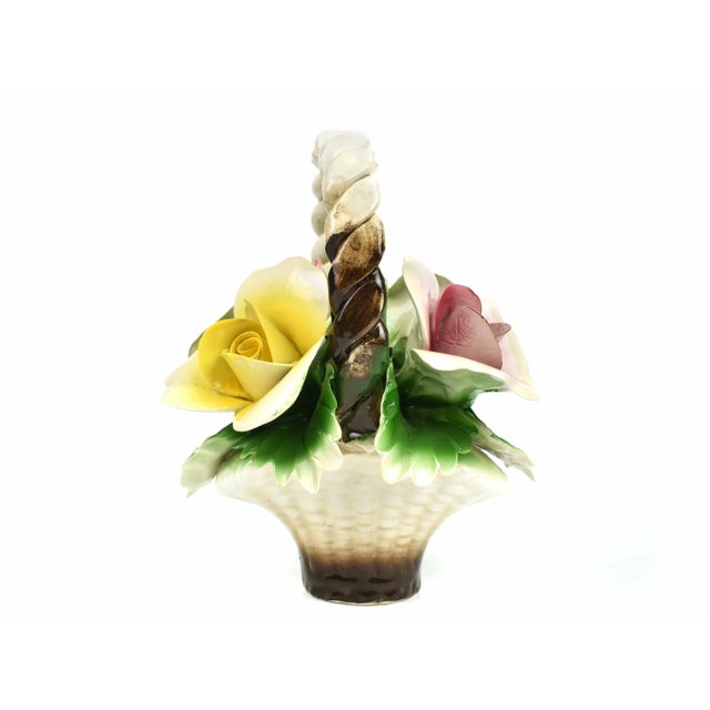 Mid 20th Century Nuona Capodimonte Flower Basket Art For Sale - Image 10 of 10