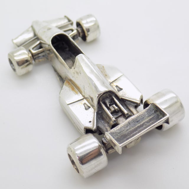 Vintage Italian Handmade Genuine Silver Ferrari F1 260 Racing Car Large Figurine For Sale - Image 4 of 11