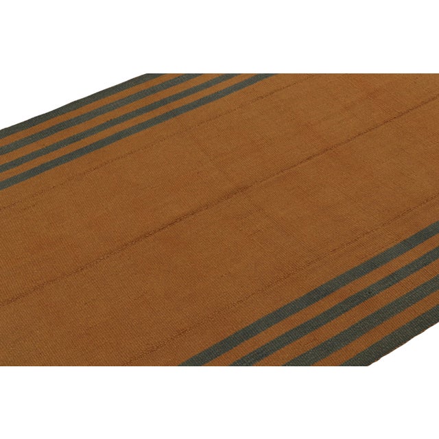 Rug & Kilim Rug & Kilim’s Textural Modern Kilim in Orange With Blue Stripes For Sale - Image 4 of 8
