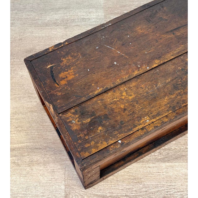 Antique Large Primitive Farmhouse Pine Storage Tool Chest For Sale - Image 10 of 14