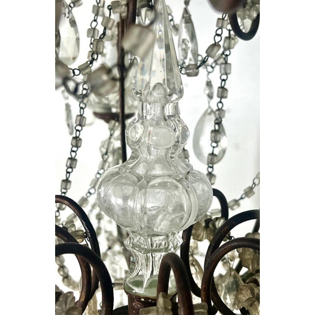 1930s French Crystal & Beaded Chandelier C. 1930's For Sale - Image 5 of 12