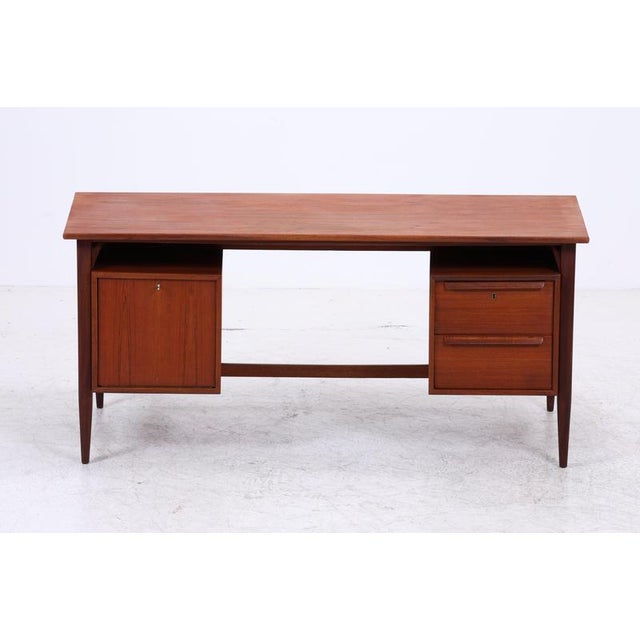 Mid-Century Teak Boomerang Desk with 2 Drawers For Sale - Image 3 of 17