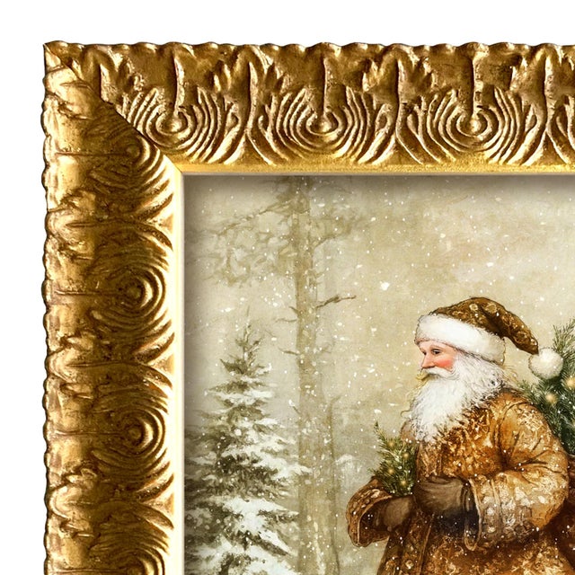 Various Artists Reproduction Print on Canvas of Old-World Santa, Framed For Sale - Image 4 of 5
