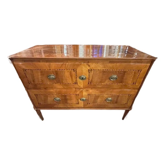 19th C. Biedermeier Walnut Inlaid Commode For Sale