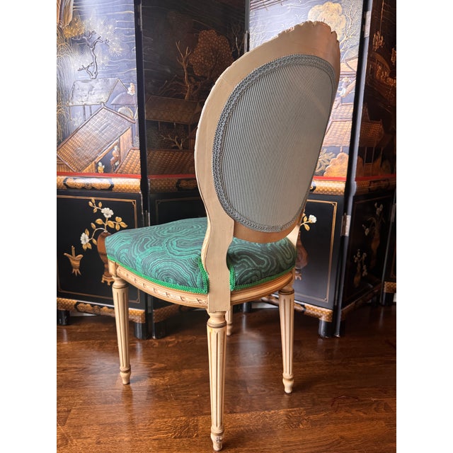 Green Vintage Louis XVI Malachite Side Chair For Sale - Image 8 of 10