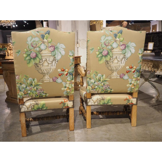 Pair of French Louis XIV Style Bleached Walnut and Floral Armchairs, Circa 1870 For Sale - Image 17 of 18