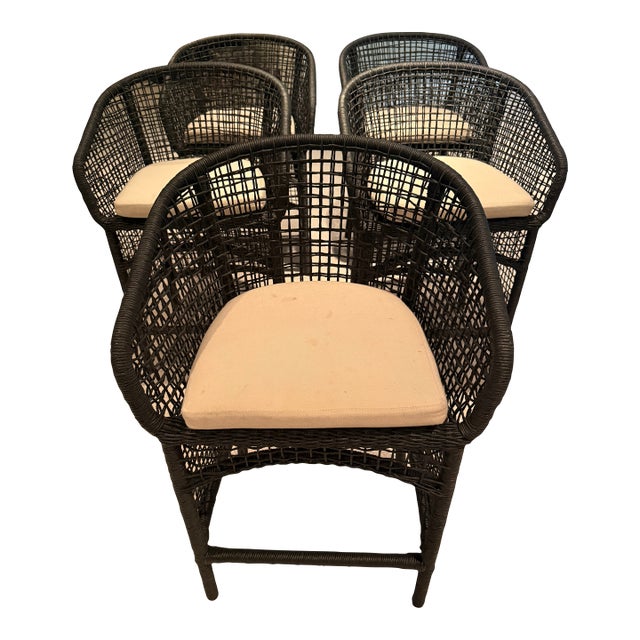 Helena Counter Stool Charcoal Wicker by Made Goods For Sale