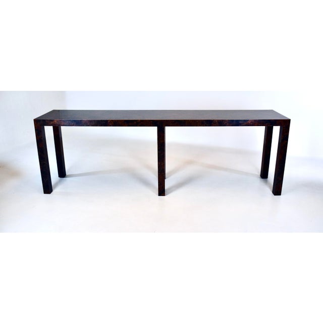 Milo Baughman Parsons Burl Tortoise Console Table For Sale - Image 11 of 11