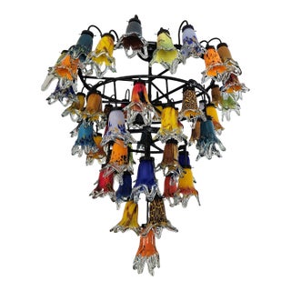 1990s Handmade 4 Levels Wrought Iron Chandelier For Sale