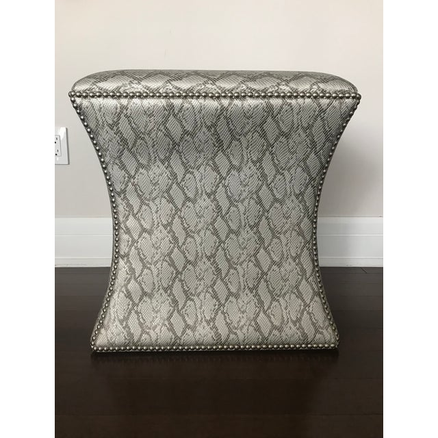 Mid-Century Modern Bernhardt Interiors Modern Faux Snake Skin Ottoman For Sale - Image 3 of 5