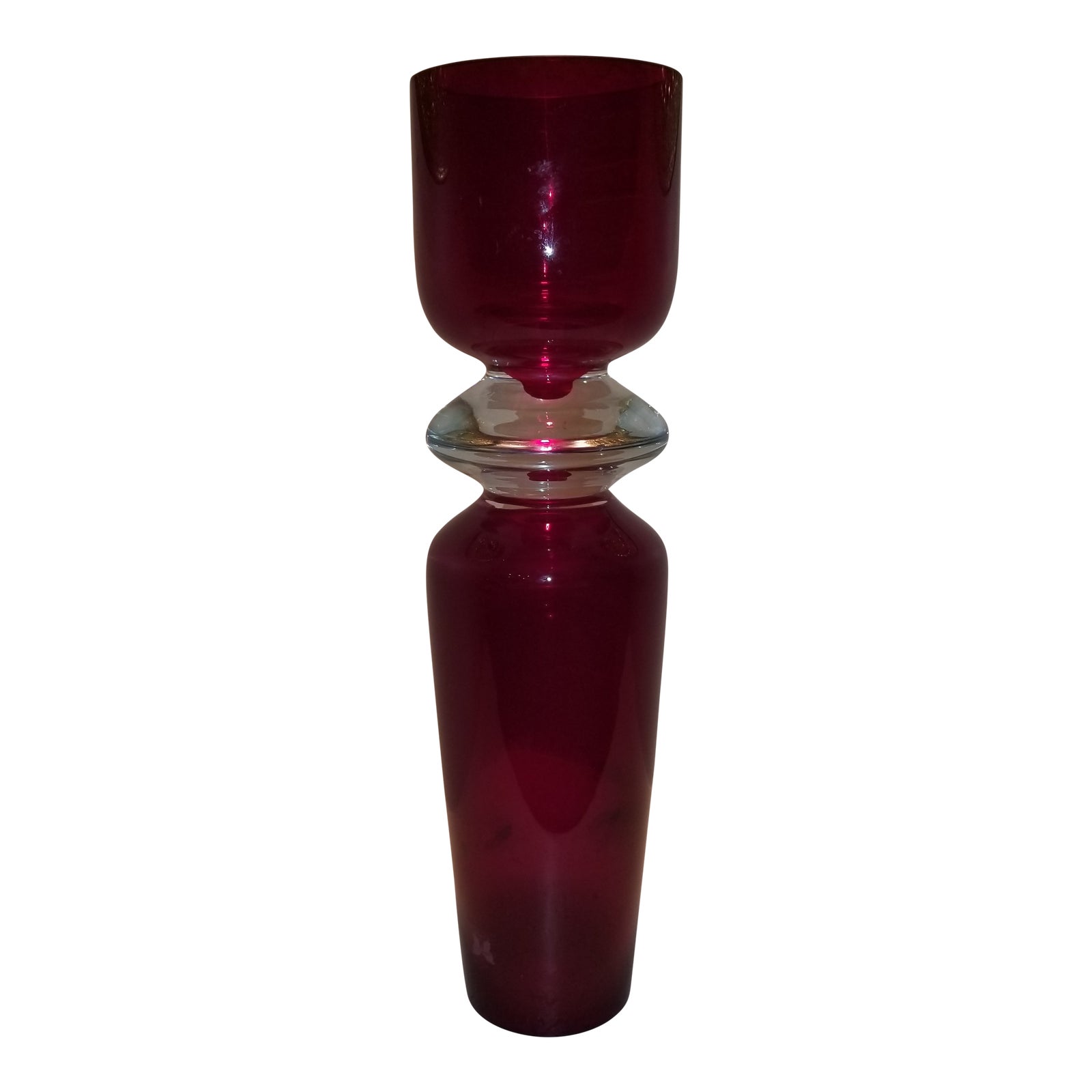 1990s Waterford Marquis Burgandy Red Crystal Vase Chairish