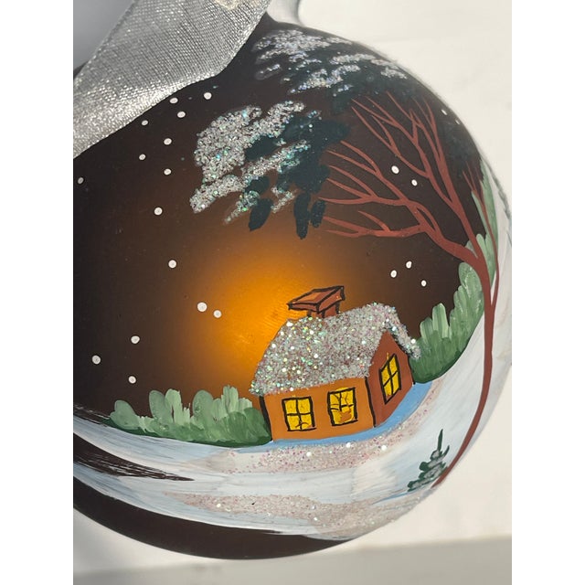 Vintage Jumbo Bronze Gkass Christmas Ornament Handpainted For Sale - Image 4 of 5