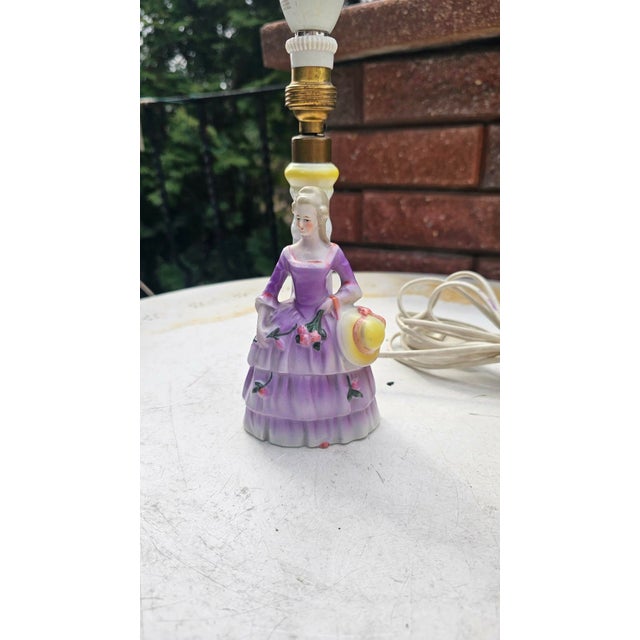 Art Deco Porcelain Lady with Flowers Lamp, 1920s For Sale - Image 9 of 12