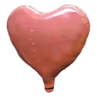Pink Glossy Ceramic Heart Balloon Sculpture For Sale