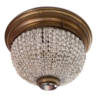 Antique Bohemian Crystal Ceiling Light, Czechoslovakia, 1920s For Sale