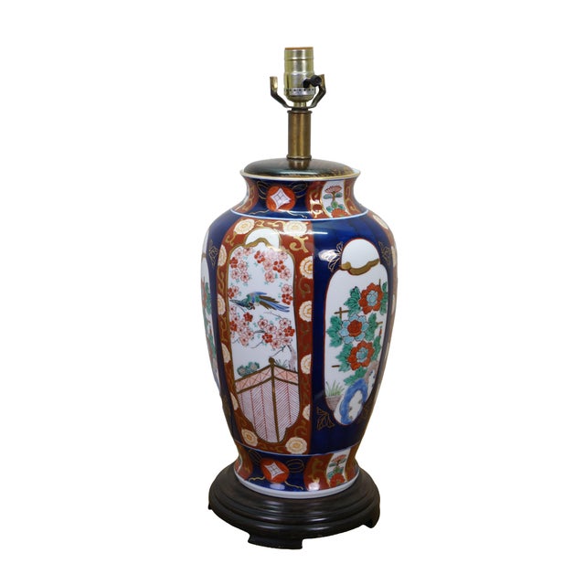 Late 20th century Frederick Cooper table lamp. Made out of a Japanese Imari mantel urn / ginger jar vase and featuring a...