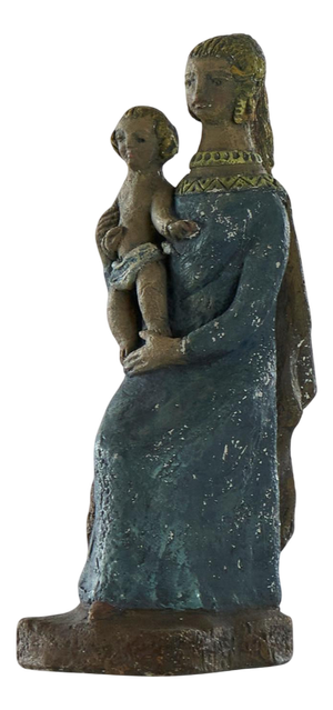 Mary with Child Sculpture in Clay, Early 20th Century